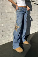 Low Waist Leopard Star Jeans