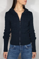 Hooded cable knit cardigan