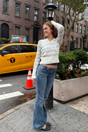 Double-button flared jeans