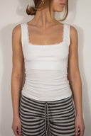 Square neckline top with lace