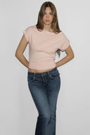 Crop boat neck T-shirt