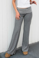 Wide-leg pants with cuffs