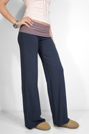 Wide-leg pants with cuffs