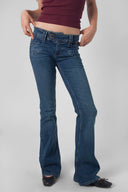 Double-button flared jeans