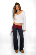 Wide-leg trousers with turn-up hem