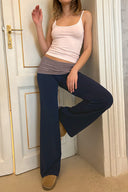 Wide-leg pants with cuffs