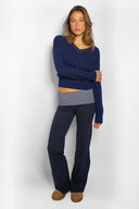 Wide-leg trousers with turn-up hem