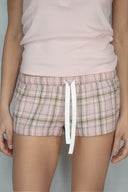 Checkered shorts with drawstring