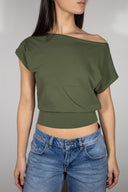 Crop boat neck T-shirt
