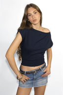 Crop boat neck T-shirt