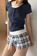 Checkered shorts with drawstring