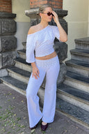 Wide-leg pants with cuffs