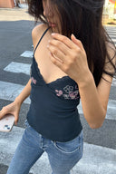 V-neck top with beads