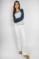 Double-button flare jeans