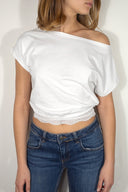 Lace boat-neck T-shirt