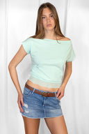 Lace boat-neck T-shirt