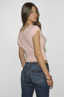 Crop boat neck T-shirt