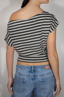 Crop boat neck T-shirt