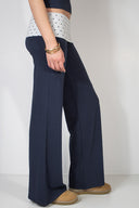 Wide-leg trousers with turn-up hem
