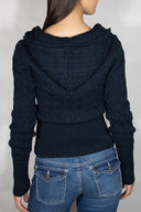 Hooded cable knit cardigan