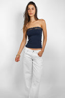Bandeau top with lace