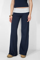 Wide-leg trousers with turn-up hem