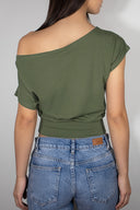 Crop boat neck T-shirt