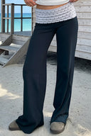 Wide-leg pants with cuffs