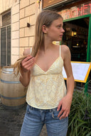 Broderie anglaise V-neck top