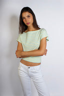 Boat-neck crop T-shirt