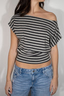 Crop boat neck T-shirt