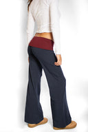 Wide-leg trousers with turn-up hem