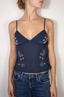 Tank top a V con perline