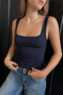 Square neckline lurex top