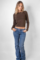 Lace-neck T-shirt