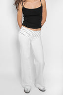 Wide-leg pants with cuffs