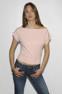 Crop boat neck T-shirt