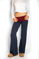 Wide-leg trousers with turn-up hem