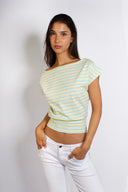 Boat-neck crop T-shirt