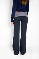 Wide-leg trousers with turn-up hem
