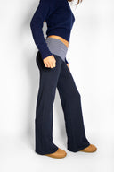Wide-leg trousers with turn-up hem